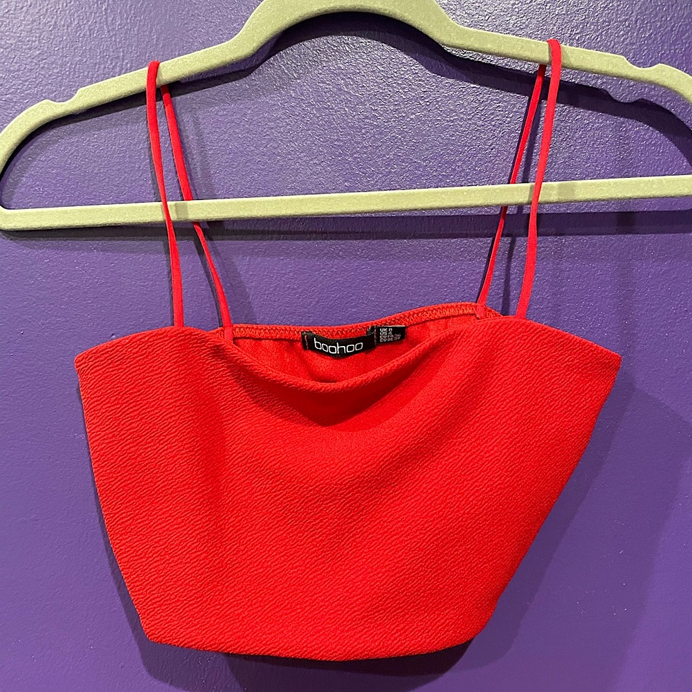 Boohoo Red String Crop Top
